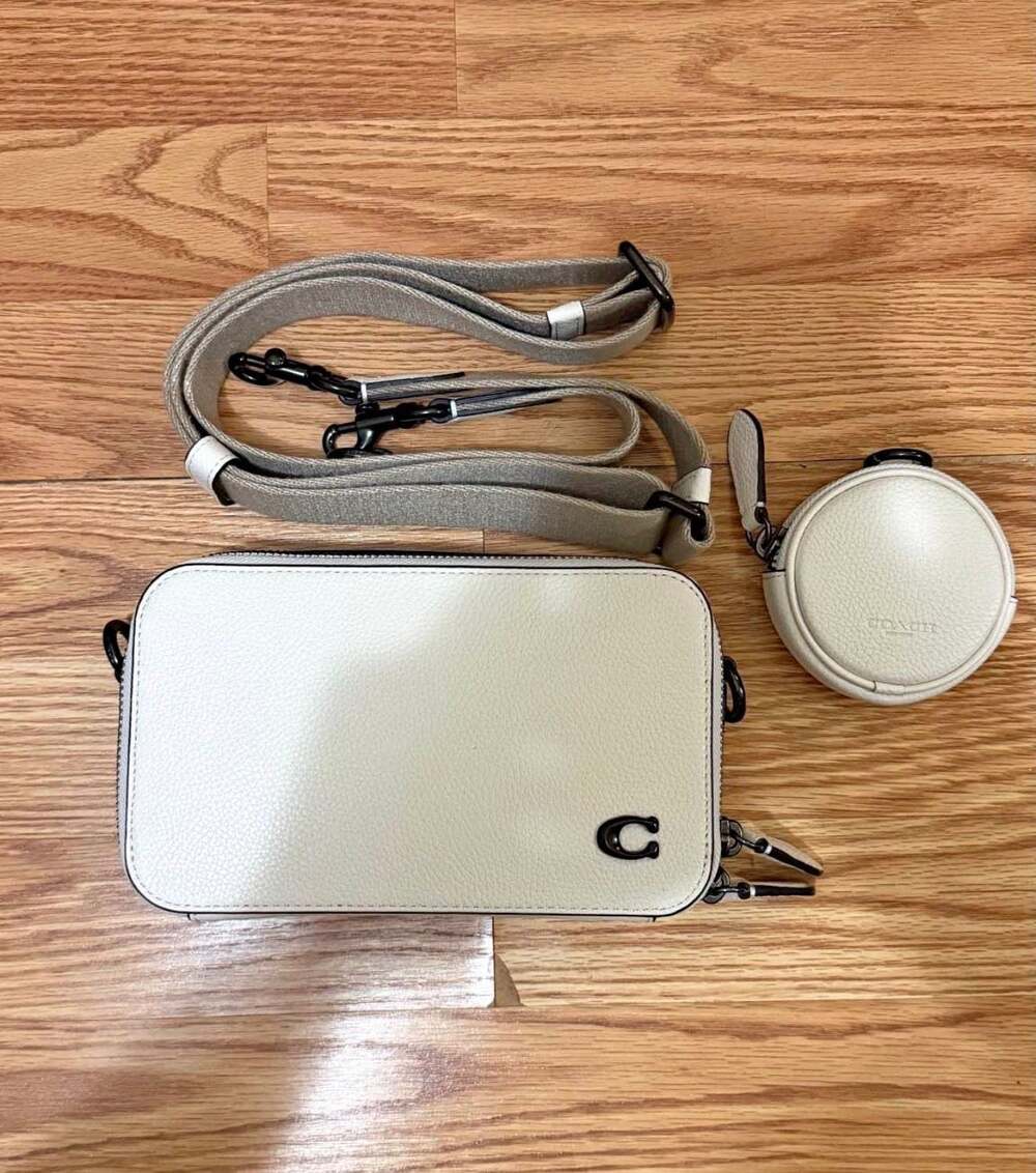 Coach Charter Slim Crossbody Bag in white Pebble Leather